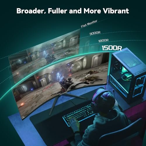 Raywego 34-Inch Curved Gaming Monitor UWQHD 3440 x 1440 Up to 165Hz Curved 1500R - PIP/PBP
